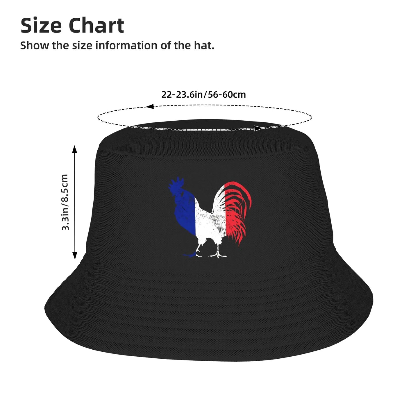 France Rooster Flag Patriotic Bucket Hat