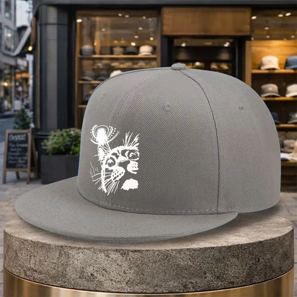 Abstract Cat Face Print Snapback Cap