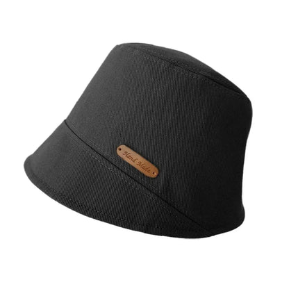 Soft Cotton Solid Color Sun Hats Black Foldable Bucket Hat