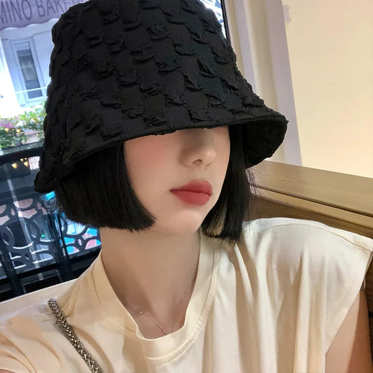 Lace Women Bucket Hat Solid Color Summer