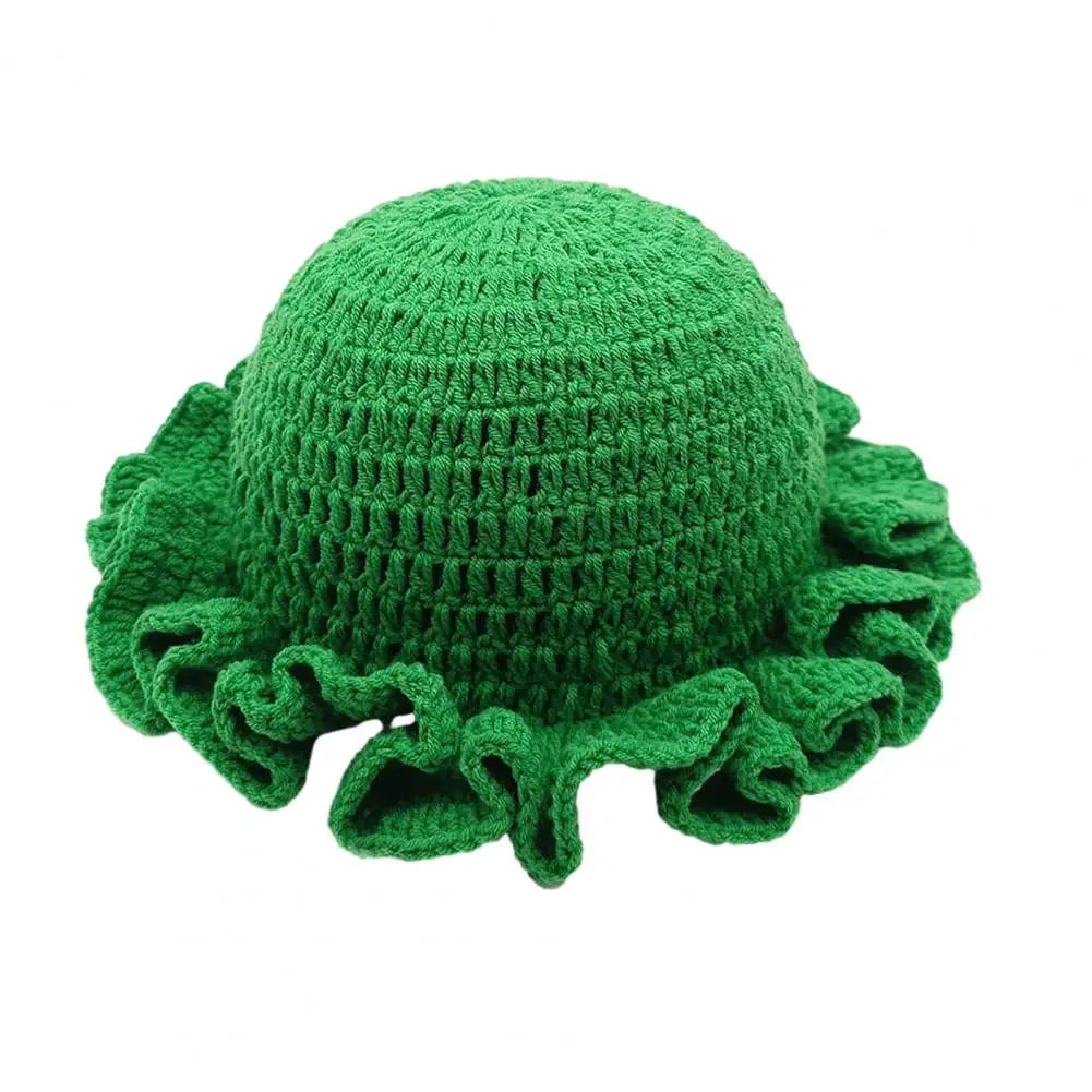 Women Windproof Brim Knit Fisherman Hat