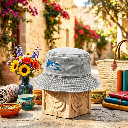 Vintage Washed Animal Print Bucket Hat