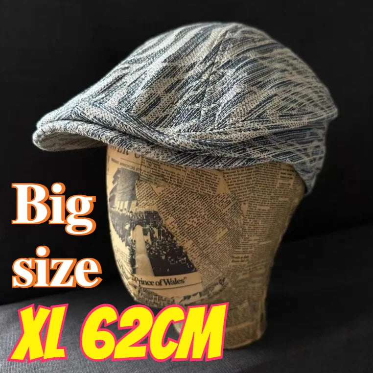 Summer New Cotton Big Size Berets For Men XL 62cm Big Head Peaked Cap