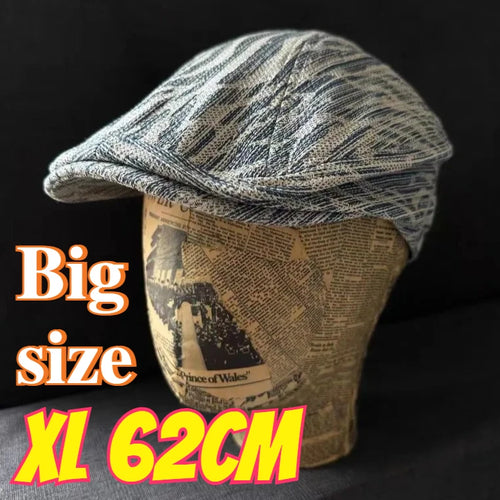 Summer New Cotton Big Size Berets For Men XL 62cm Big Head Peaked Cap
