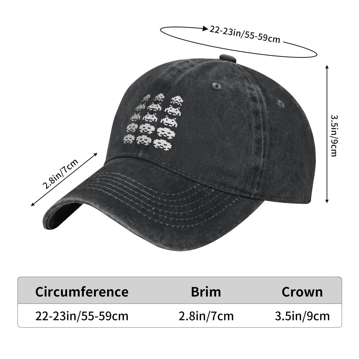 Space Invaders Vintage Distressed Washed Denim Baseball Cap