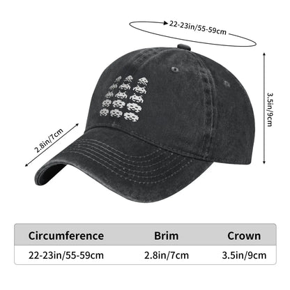 Space Invaders Vintage Distressed Washed Denim Baseball Cap
