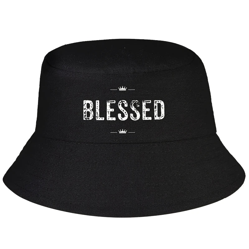 Christian Blessed Faith Religious Crown Wide Brim Bucket Hat