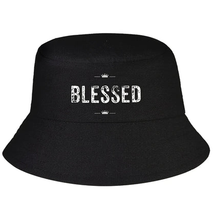 Christian Blessed Faith Religious Crown Wide Brim Bucket Hat