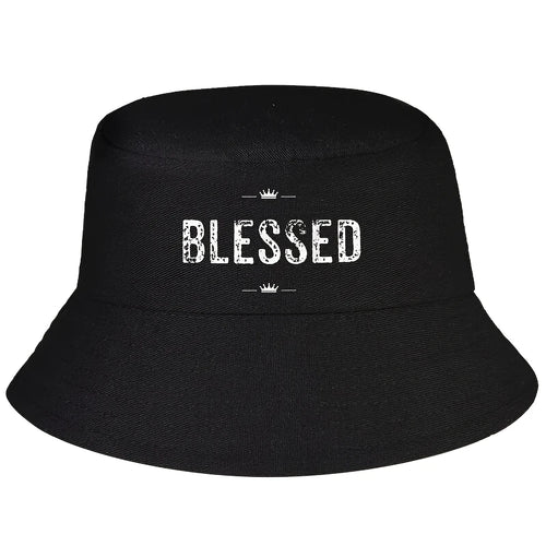 Christian Blessed Faith Religious Crown Wide Brim Bucket Hat