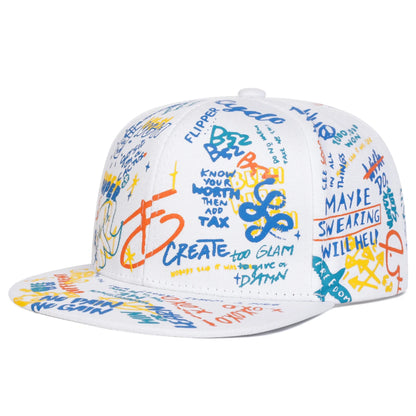 Black White Graffiti Print Snapback Cap