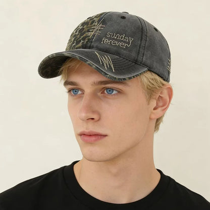 Leopard Patchwork Letter Snapback Baseball Cap