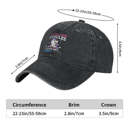 Installing Muscles Please Wait Washed Y2K Baseball Cap