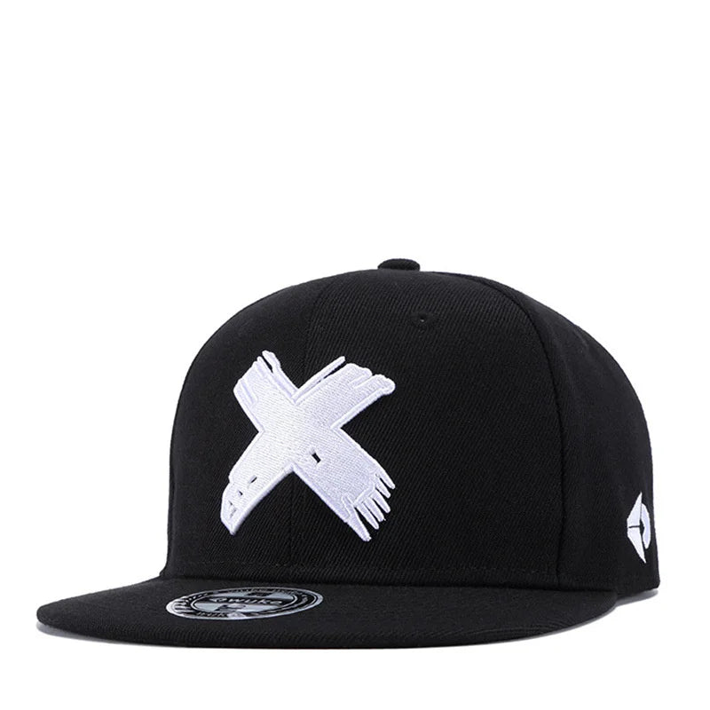 Unisex Simple X Letter Embroidered Snapback Cap