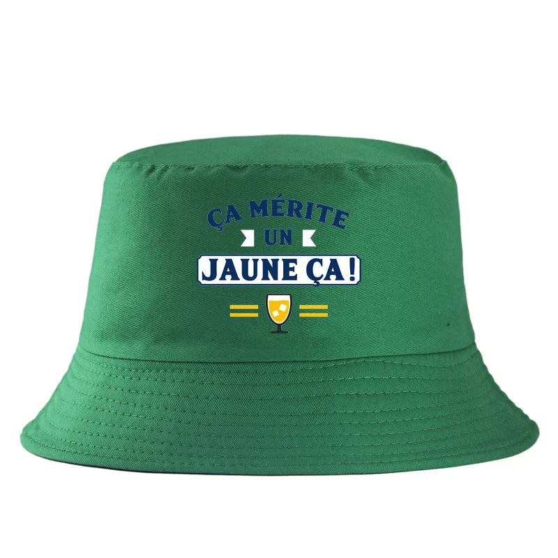 Yellow Beer Lover French Slogan Bucket Hat
