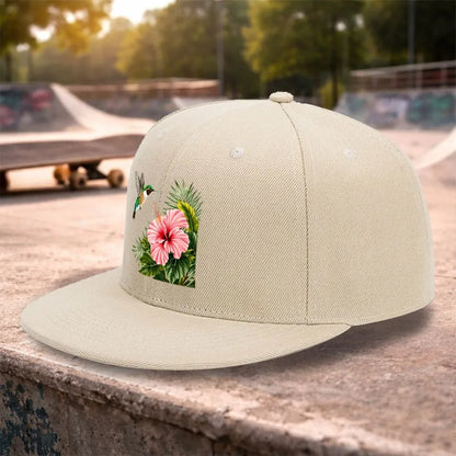 Hummingbird Hibiscus Snapback Cap