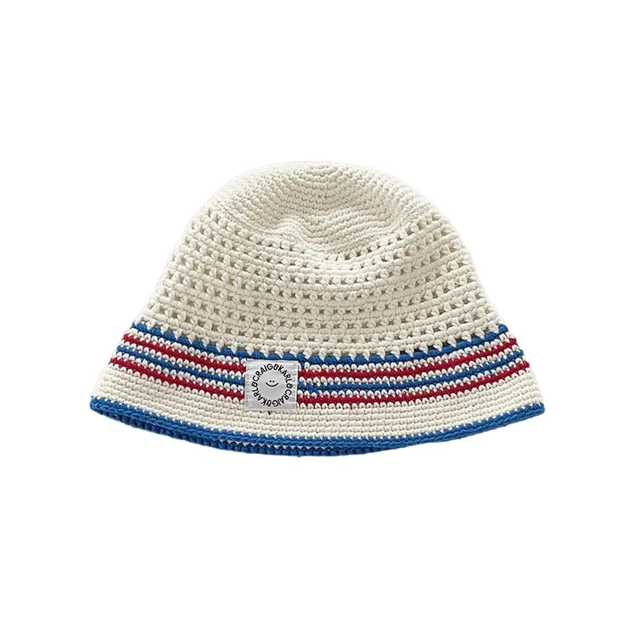 Contrasting Striped Knitted Bucket Hat