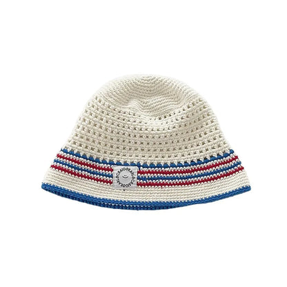 Contrasting Striped Knitted Bucket Hat