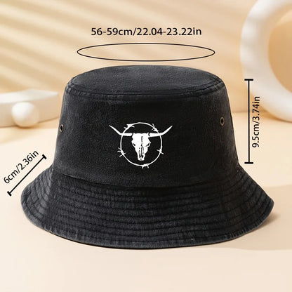 Bull Skull Print Outdoor Bucket Hat