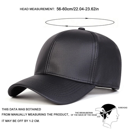 Solid Color PU Leather Adjustable Snapback cap