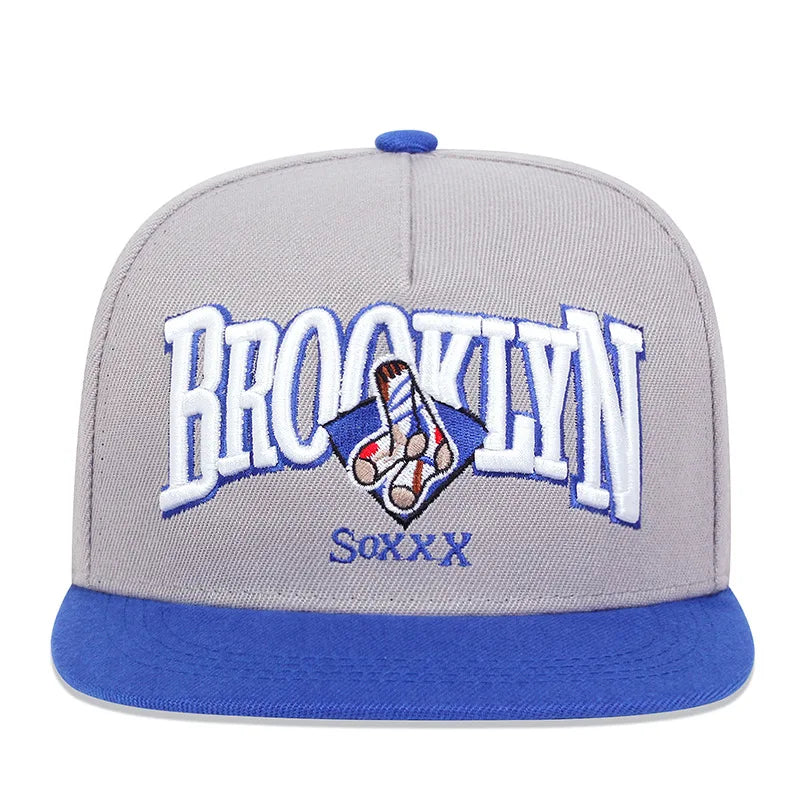 Cotton Embroidered Flat Brim Trucker Snapback Cap