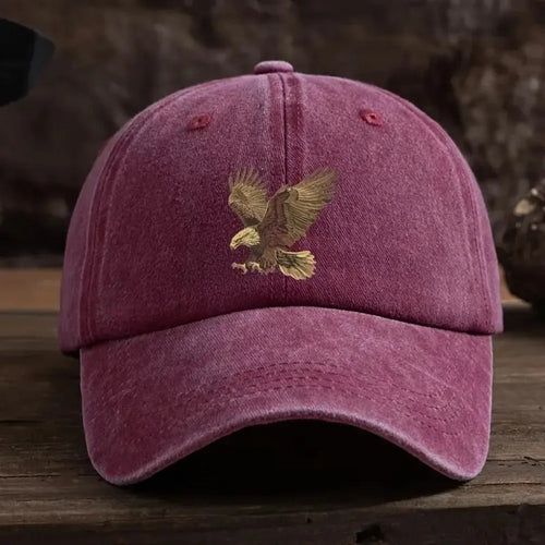 Washed Eagle Print Baseball Cap