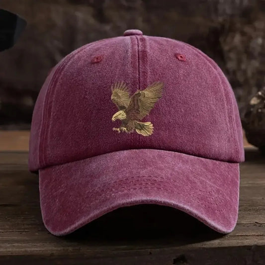 Washed Eagle Print Baseball Cap