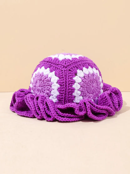 Vintage Spliced Crochet Winter Bucket Hat