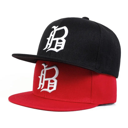 Unisex B Letter Embroidered Snapback Cap