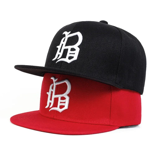 Unisex B Letter Embroidered Snapback Cap