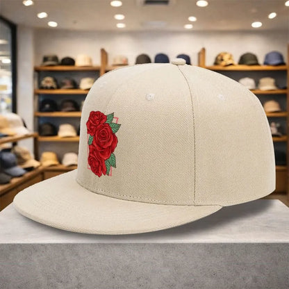 Red Rose Floral Square Snapback Cap