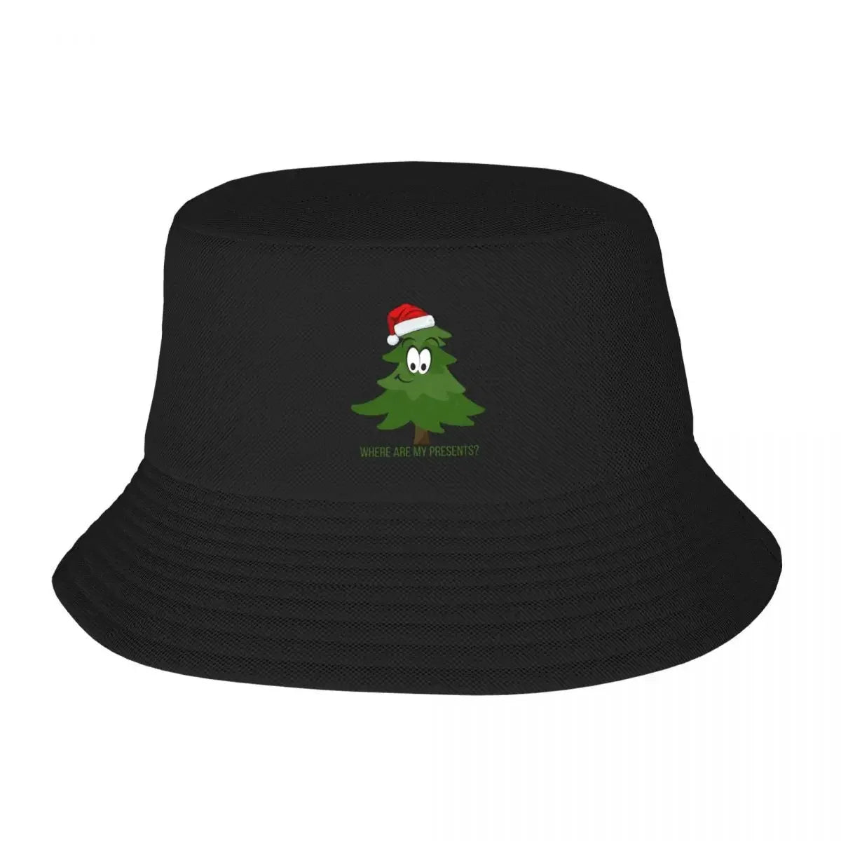 Christmas Tree Looking For Presents Bucket Hat Design