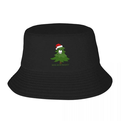 Christmas Tree Looking For Presents Bucket Hat Design