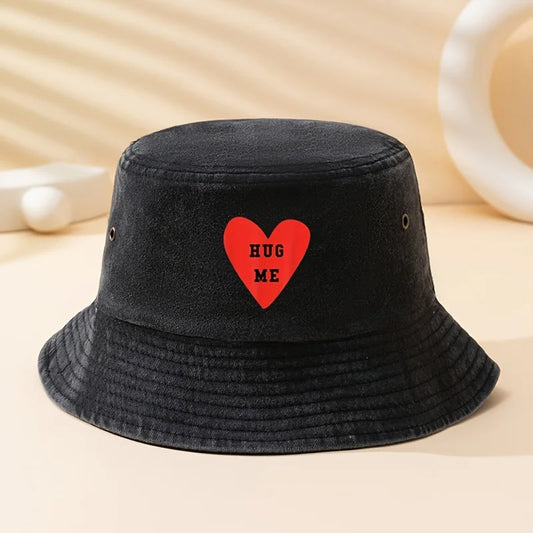 Hug Me Heart Print Bucket Hat