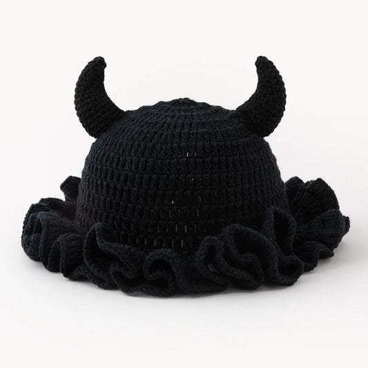 Couple Handmade Ruffle Lace Knitted Bucket Hat