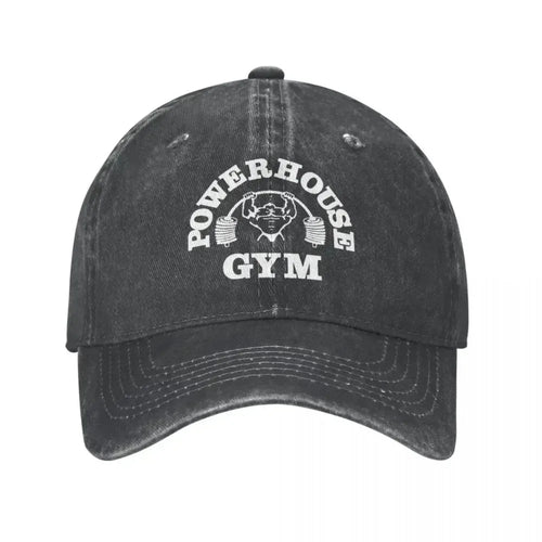 Classic Denim Powerhouse Gym Baseball Caps For Men Women Summer Adjustable
