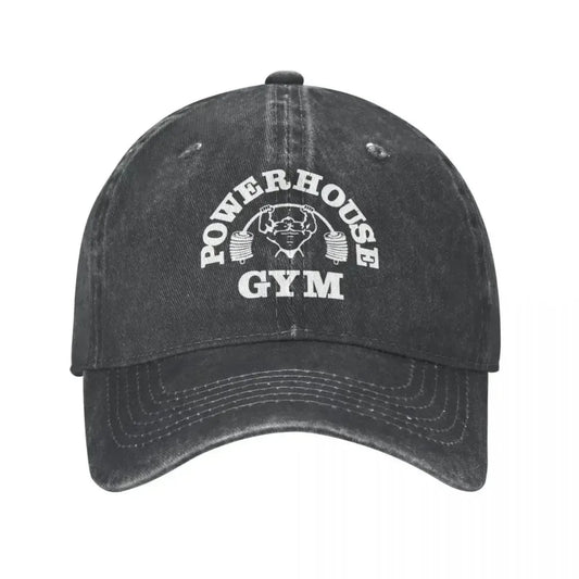 Classic Denim Powerhouse Gym Baseball Caps For Men Women Summer Adjustable