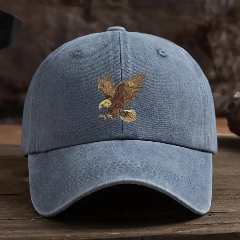 Washed Eagle Print Baseball Cap