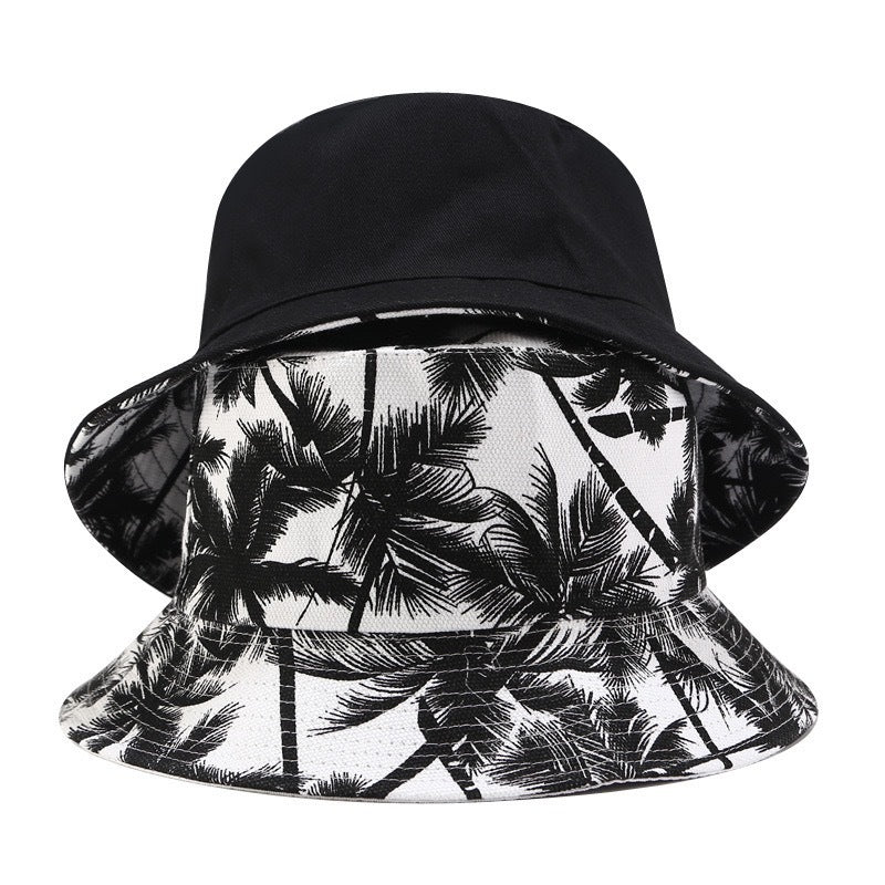 Double Sided Black Coconut Tree Bucket Hats