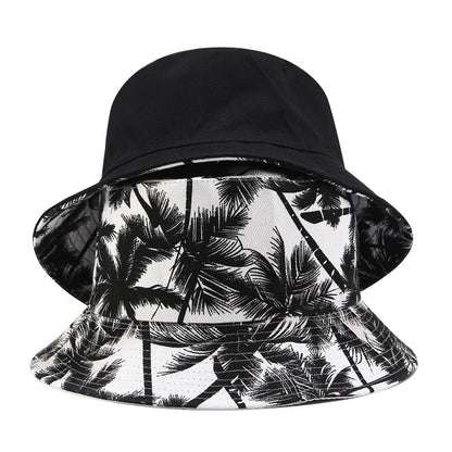 Double Sided Black Coconut Tree Bucket Hats