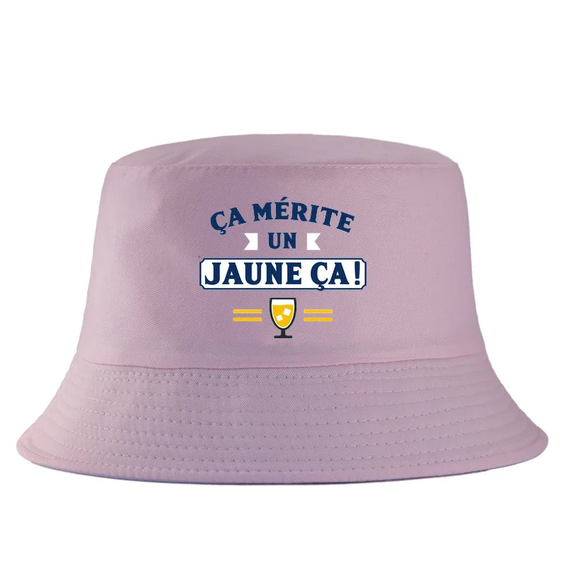 Yellow Beer Lover French Slogan Bucket Hat