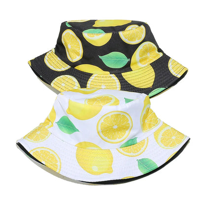 Reversible Lemon Fruit Print Bucket Hat