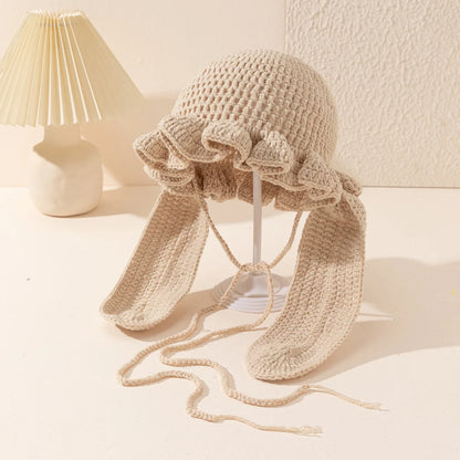 Women Fluffy Ruffled Crochet Fisherman Bucket Hat