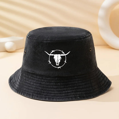 Bull Skull Print Outdoor Bucket Hat