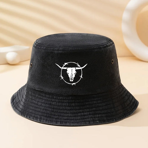 Bull Skull Print Outdoor Bucket Hat