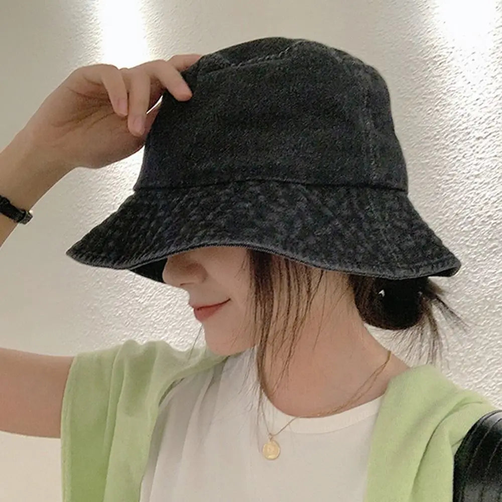 Denim Fabric Unisex Women Men Cotton Bucket Hats