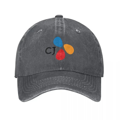 CJ Group Logo Vintage Distressed Washed Baseball Cap Hat