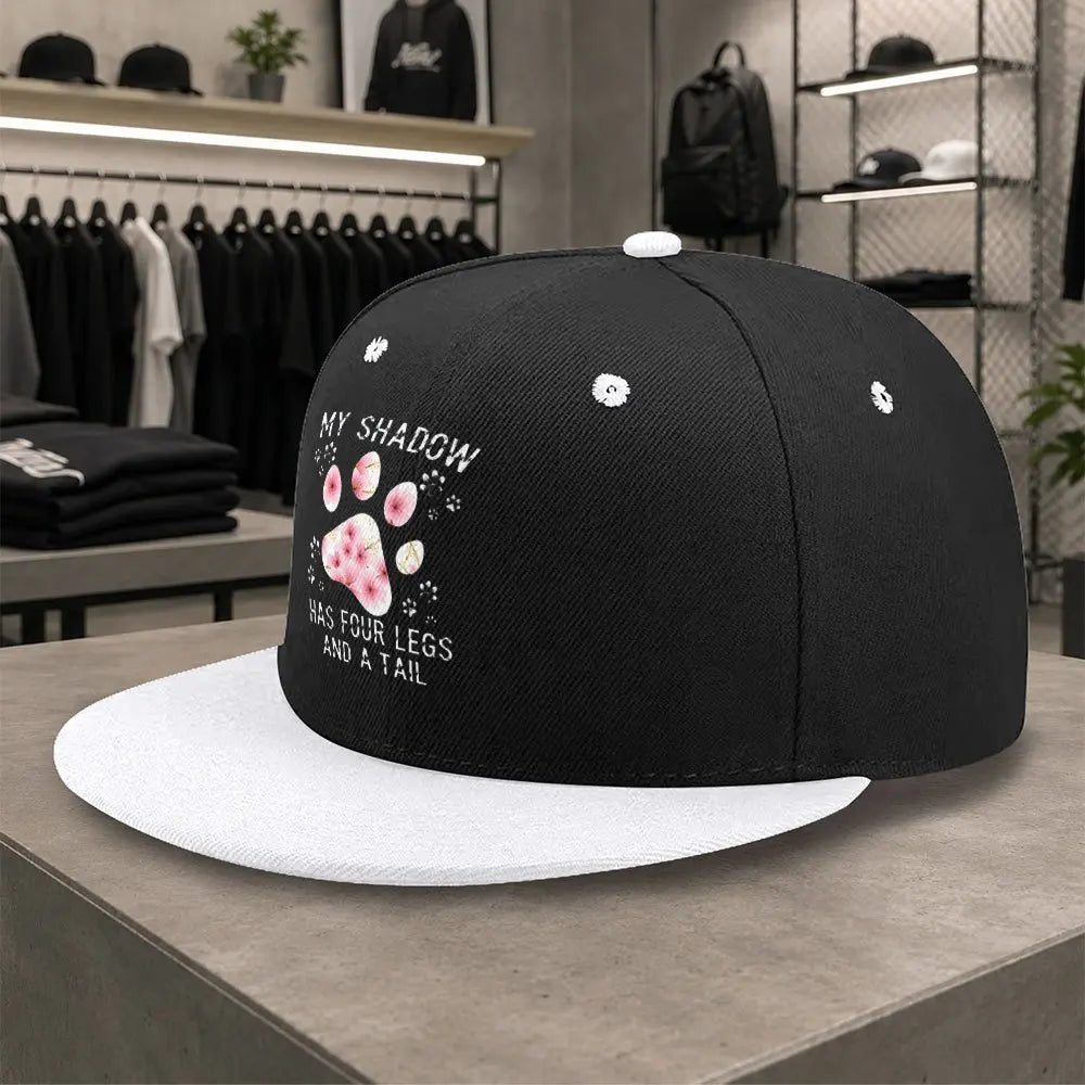 New Cherry Blossom Paw Print Unisex Versatile Flat Brim Cap