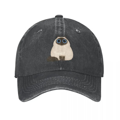 Himalayan Cat Washed Denim Baseball Cap