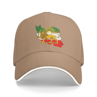 Iran Flag Map With Lion And Sun Emblem Vintage Baseball Caps