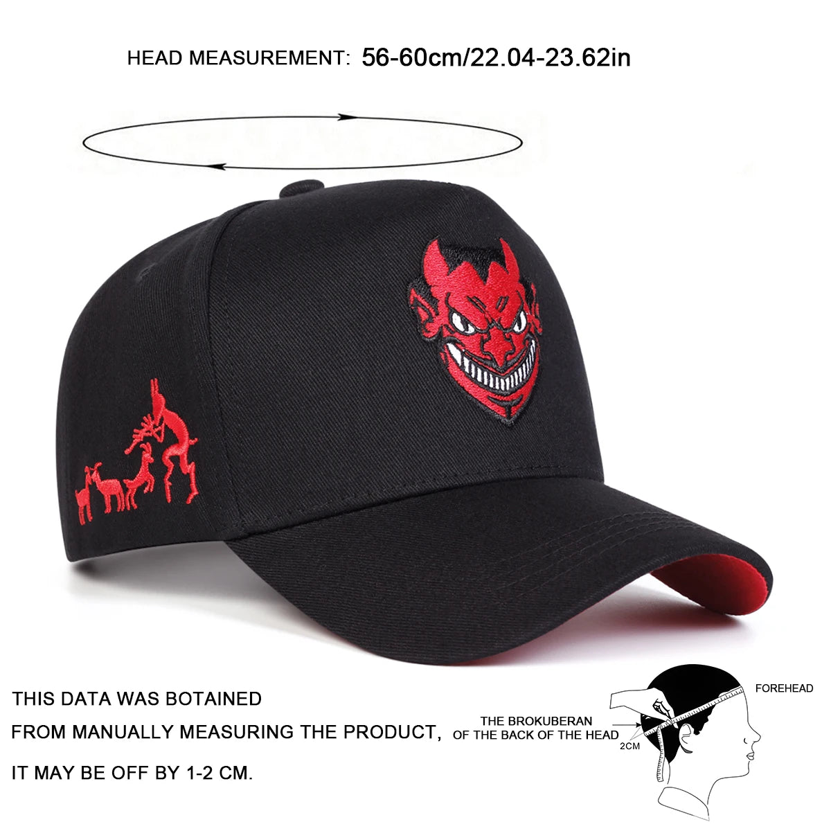 Devil Embroidery Outdoor Baseball Cap